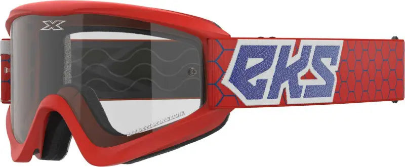 067-60455 EKS Brand Flat Out Clear Goggle Red/White/Blue Clear wps-067-60455