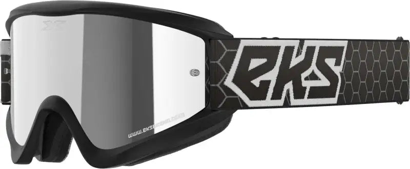 067-60500 EKS Brand Flat Out Mirror Goggle Black/White Silver Mirror wps-067-60500