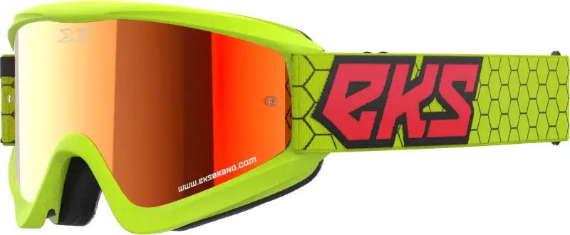 067-60510 EKS Brand Flat Out Mirror Goggle Flo Ylw/Blk/Fire Rd Red Mirror wps-067-60510