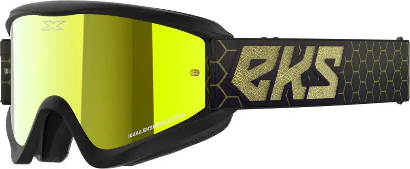 067-60515 EKS Brand Flat Out Mirror Goggle Blk/Gld Metallic Gold Mirror wps-067-60515
