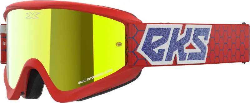 067-60525 EKS Brand Flat Out Mirror Goggle Rd/Wht/Blu Metallic Gold Mir wps-067-60525