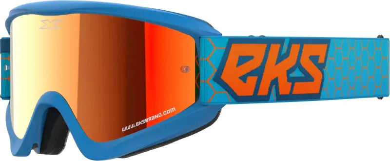 067-60530 EKS Brand Flat Out Mirror Goggle Cyan/Flo Orange Red Mirror wps-067-60530