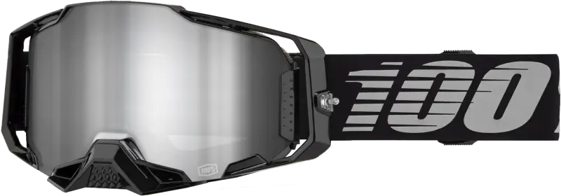 100% Armega Motocross Goggles with Black Mirror Silver Lens - Enhanced Vision and Comfort 610-5321