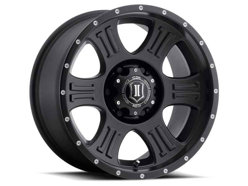 ICON Shield 17x8.5 5x5 0mm Offset 4.75in BS 71.5mm Bore Satin Black Wheel 1017857347SB