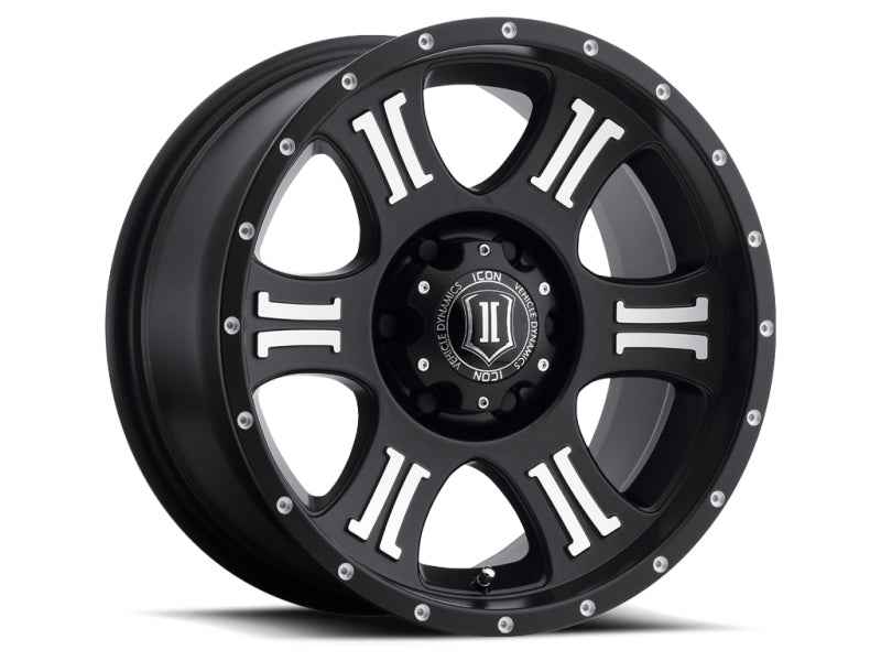 ICON Shield 17x8.5 6x5.5 0mm Offset 4.75in BS 106.1mm Bore Satin Black/Machined Wheel 1017858347MB
