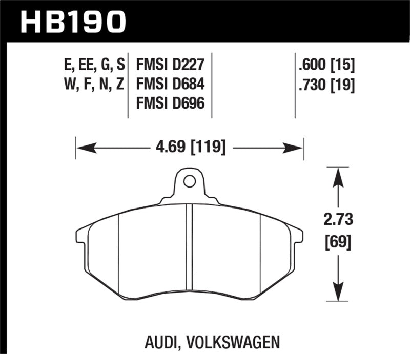 Hawk HPS Street Brake Pads hawkHB190F.600A