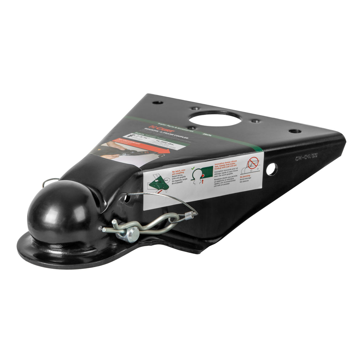 CURT QuickPin No-Latch A-Frame Trailer Coupler for 2-5/16-Inch Hitch Ball, 14,000 lbs Model 25474