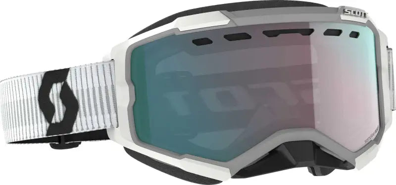 278605-0002351 Scott Fury Goggle Snow Cross White W/Enh Aqua Chrome wps-51-5481