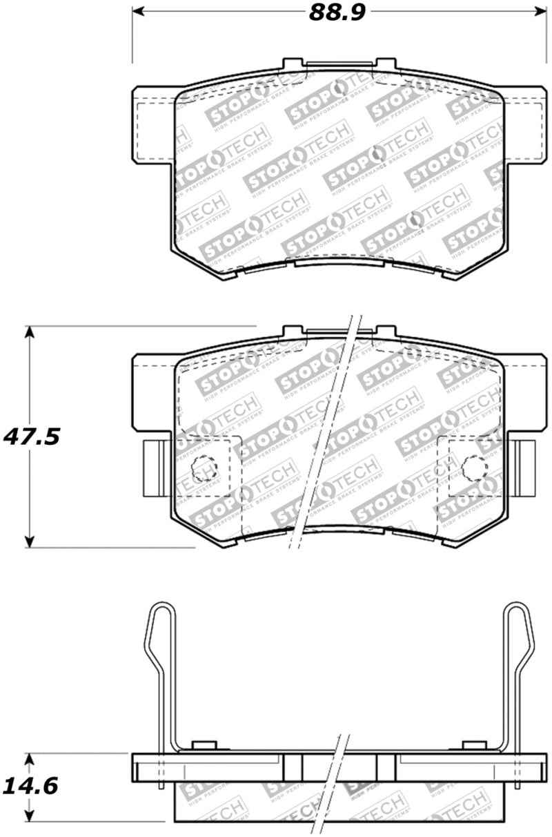 StopTech Street Touring 08-10 Honda Accord EX/EX-L Coupe Rear Brake Pads 308.05360