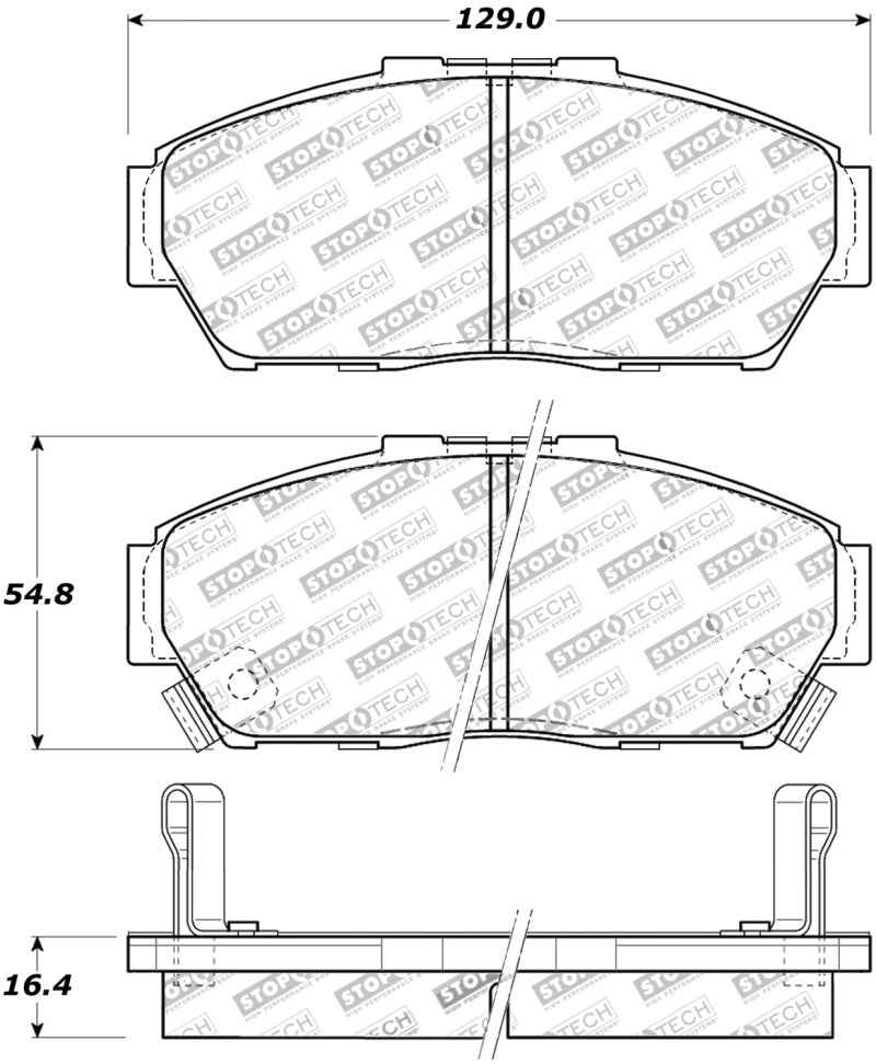 StopTech Street Touring 93-95 Honda Civic Coupe Front Brake Pads 308.06170