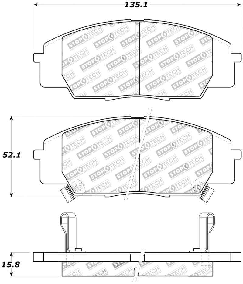 StopTech Street Touring 00-09 S2000/06+ Civic Si Front Brake Pads 308.08290