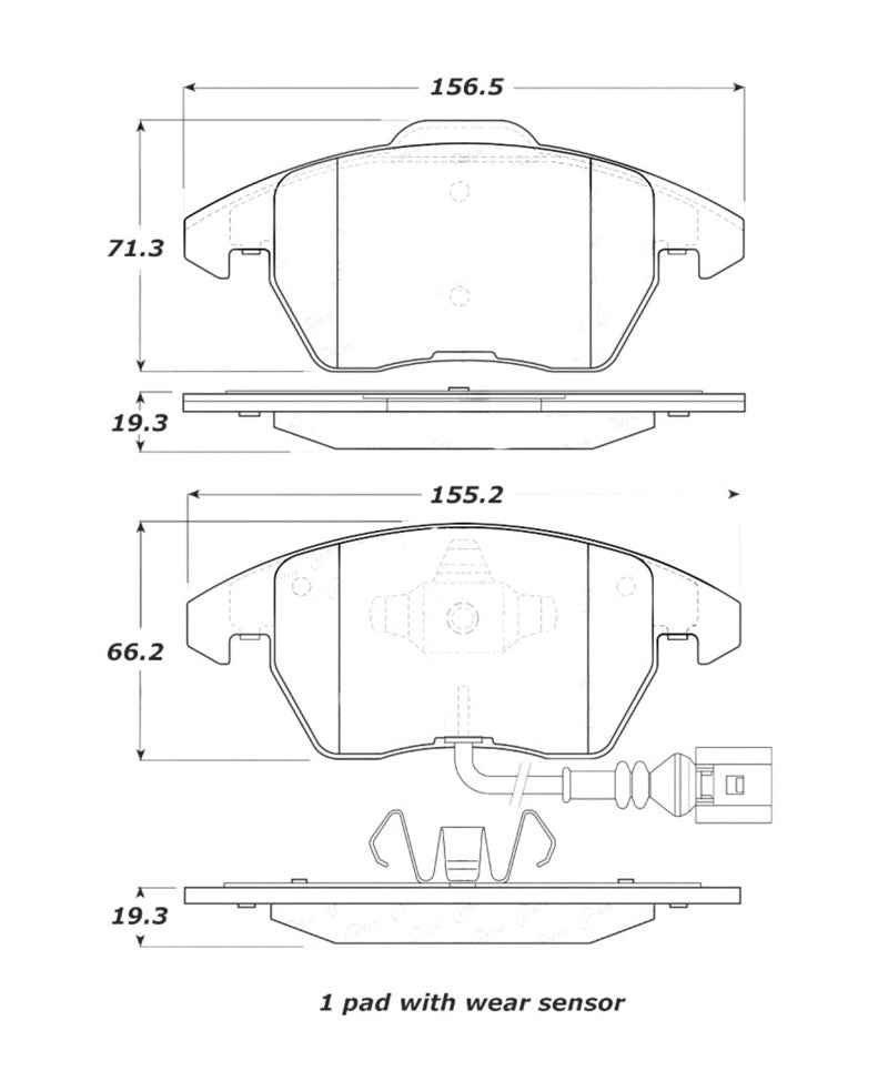 StopTech Street Touring 06-10 Audi A3 / 08-10 Audi TT / 06-09 VW GTI Jetta Front Pads 308.11070