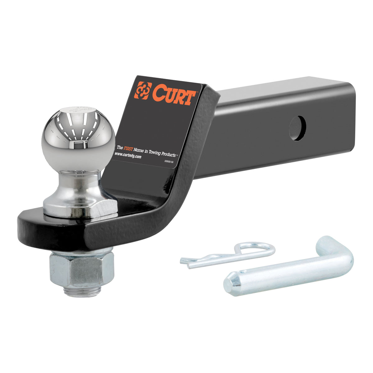 CURT Trailer Hitch Mount with 1-7/8-Inch Ball & Pin, Fits 2-Inch Receiver, 7,500 lbs, 2-In Drop Model 45034