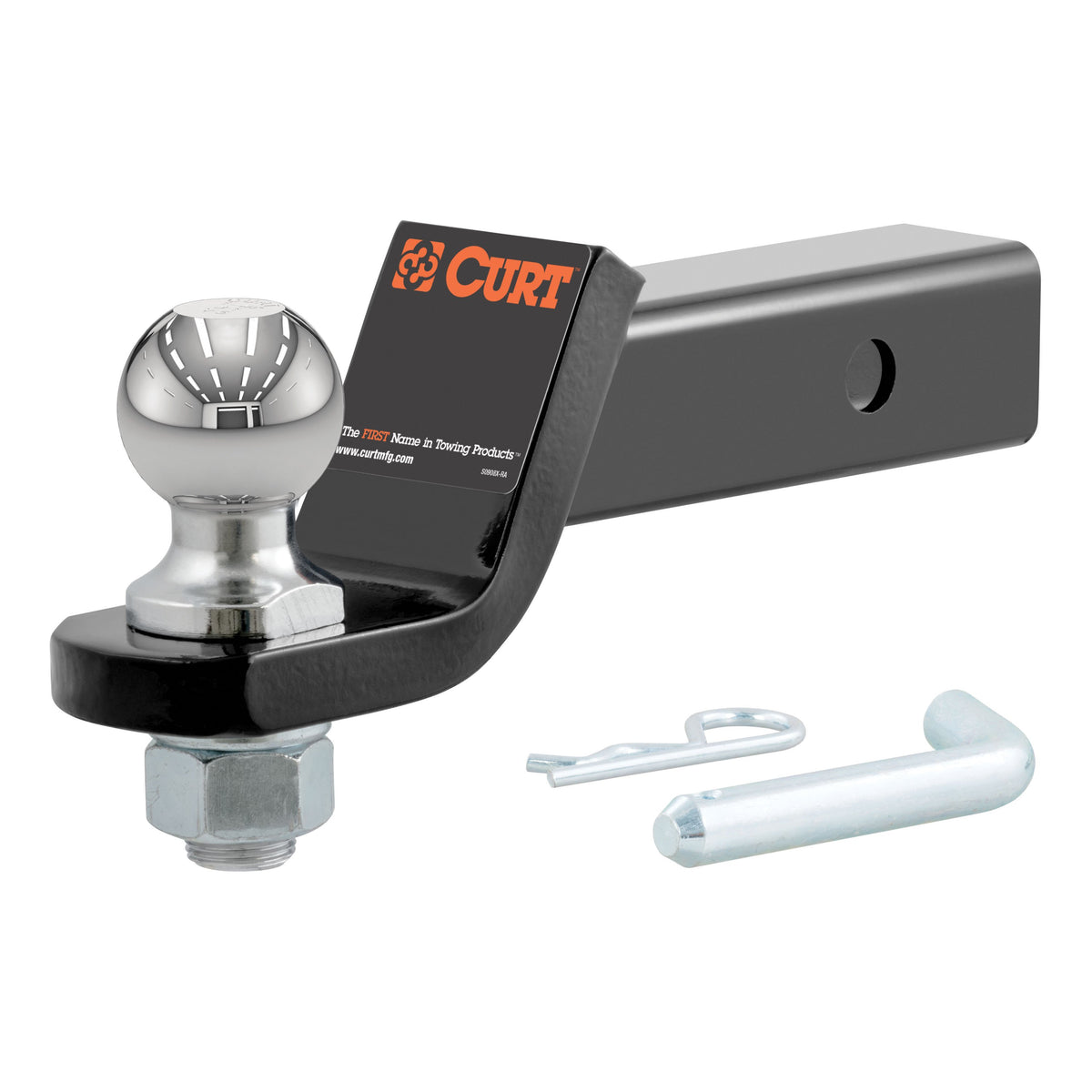 CURT Trailer Hitch Mount with 2-Inch Ball & Pin, Fits 2-In Receiver, 7,500 lbs, 2" Drop Model 45036