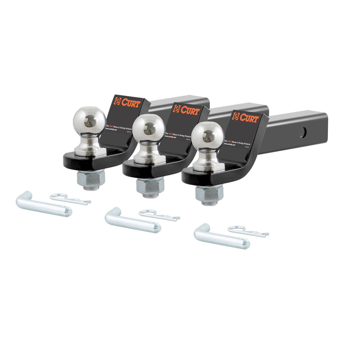 CURT Trailer Hitch Mounts with 2-Inch Ball & Pin, Fits 2-In Receiver, 7,500 lbs, 2" Drop, 3-Pack Model 45037