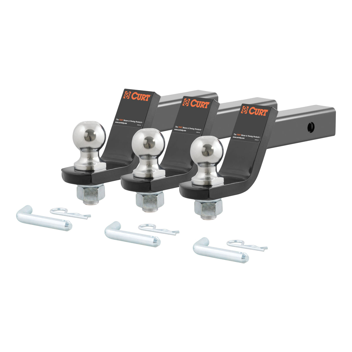CURT Trailer Hitch Mounts with 2-Inch Ball & Pin, Fits 2-In Receiver, 7,500 lbs, 4-Inch Drop, 3-Pack Model 45057