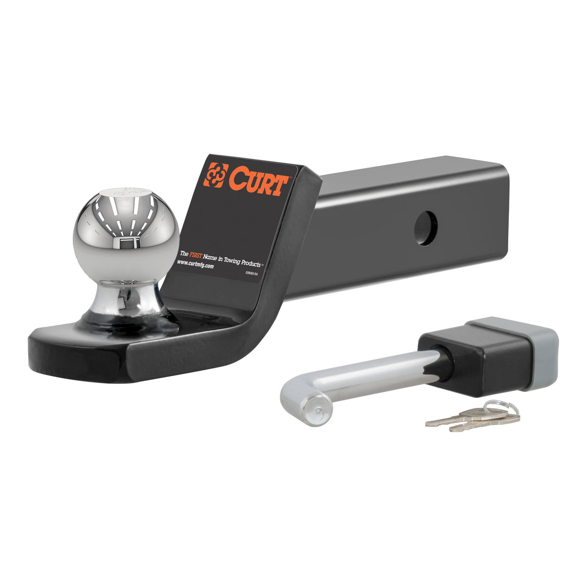 CURT Trailer Hitch Mount, 2-Inch Ball, Lock, Fits 2-In Receiver, 7,500 lbs, 2" Drop Model 45141