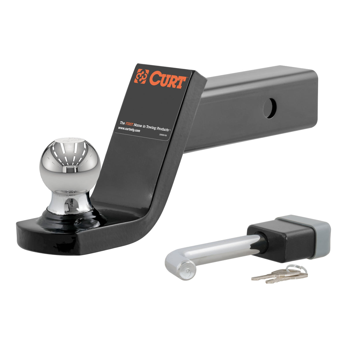 CURT Trailer Hitch Mount, 2-Inch Ball, Lock, Fits 2-In Receiver, 7,500 lbs, 4" Drop Model 45142