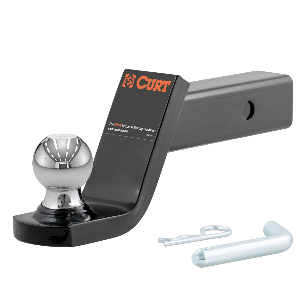 CURT Fusion Trailer Hitch Mount with 2-Inch Ball & Pin, Fits 2-In Receiver, 7,500 lbs, 4-Inch Drop Model 45154