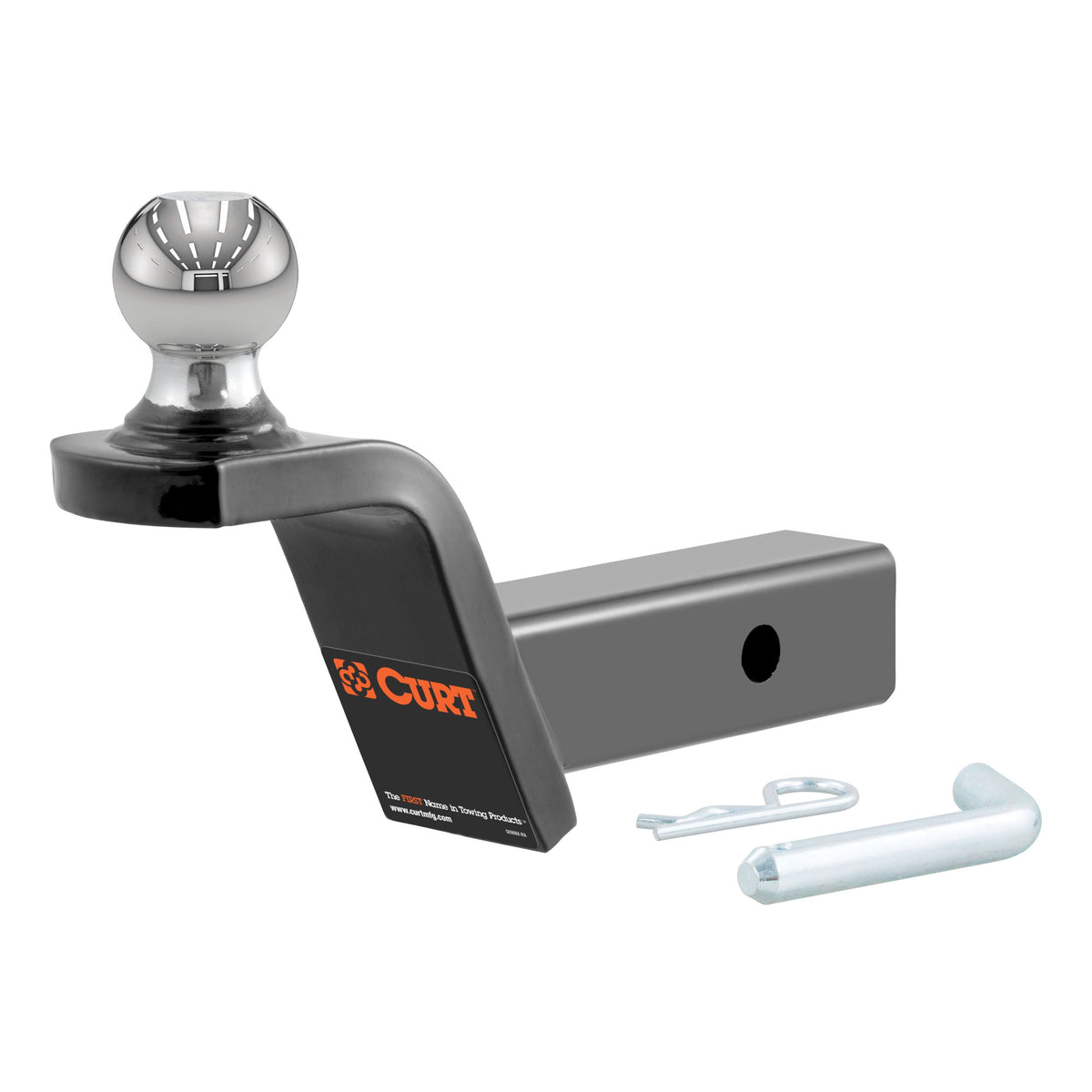 CURT Fusion Trailer Hitch Mount with 2-Inch Ball & Pin, Fits 2-In Receiver, 7,500 lbs, 2" Rise Model 45155
