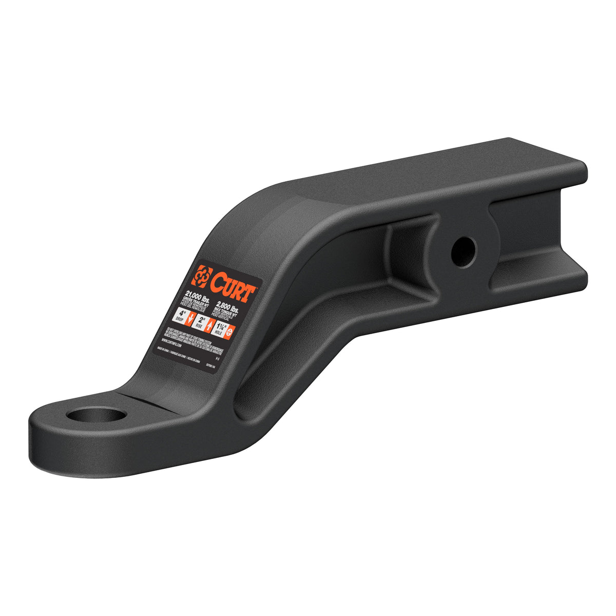 CURT Industrial Duty Forged Trailer Hitch Ball Mount, Fits 3-Inch Receiver, 21,000 lbs, 1-1/4-Inch Hole, 4-Inch Drop, 2-Inch Rise Model 45430