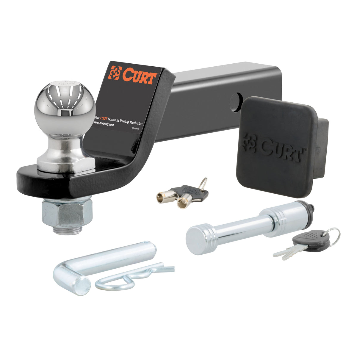 CURT Trailer Hitch Mount, 2-Inch Ball, Lock, Fits 2-In Receiver, 7,500 lbs, 2" Drop, Cap Model 45534