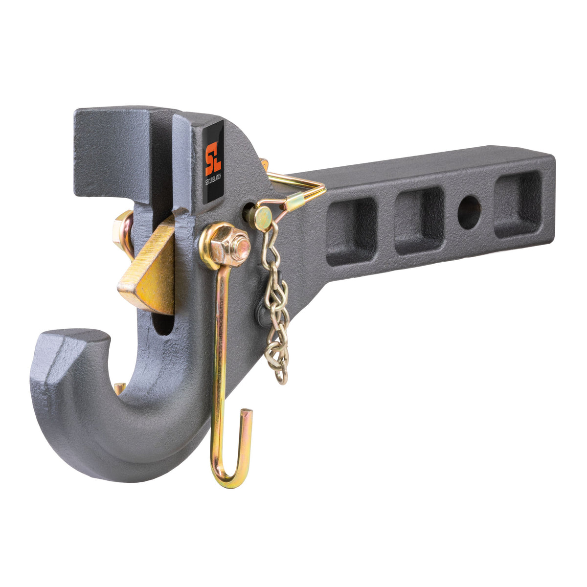 CURT SecureLatch Receiver-Mount Pintle Hook, 2-Inch Shank, 14,000 Pounds Model 48405