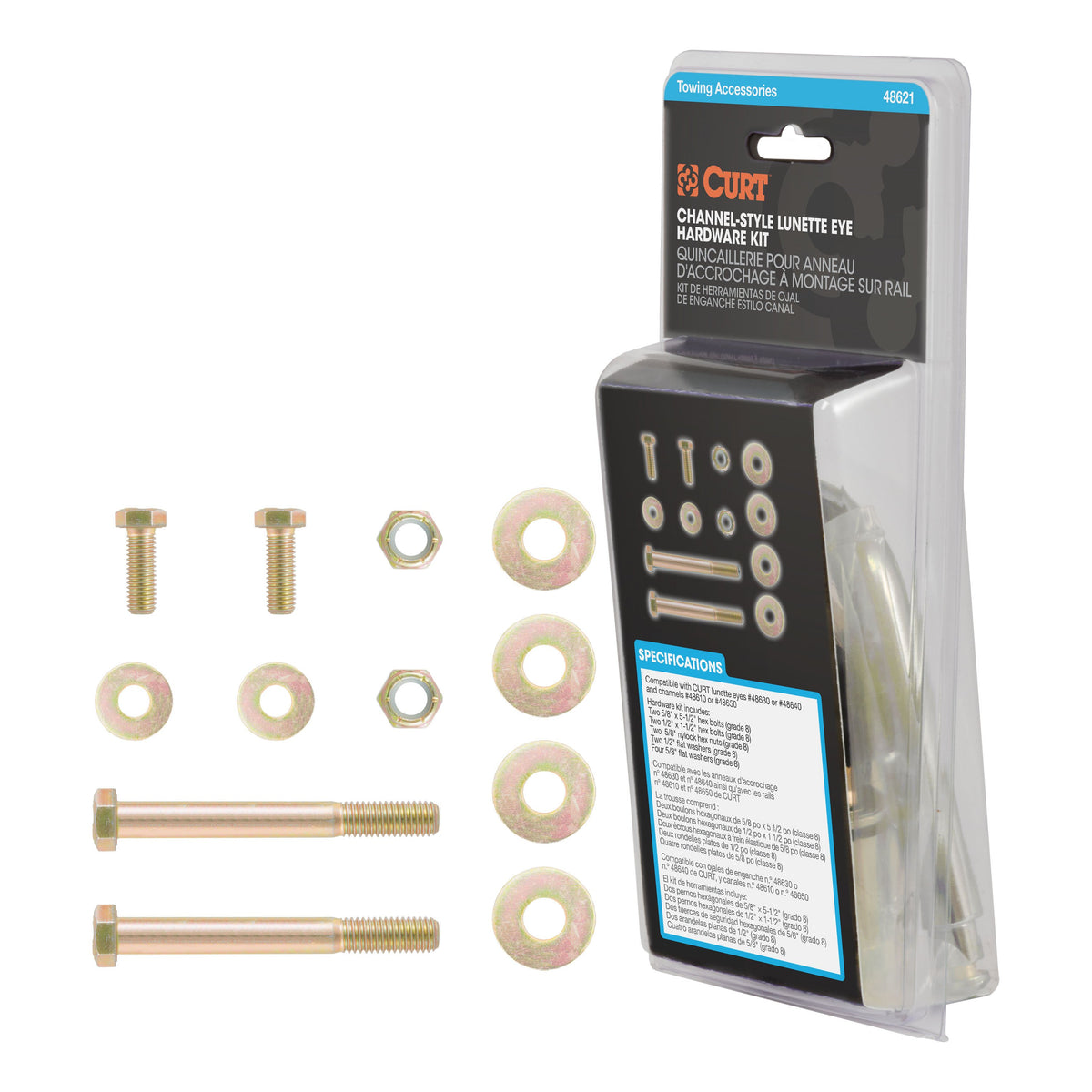 CURT Pintle Hitch Lunette Ring Hardware Kit, 4 Bolts Model 48621