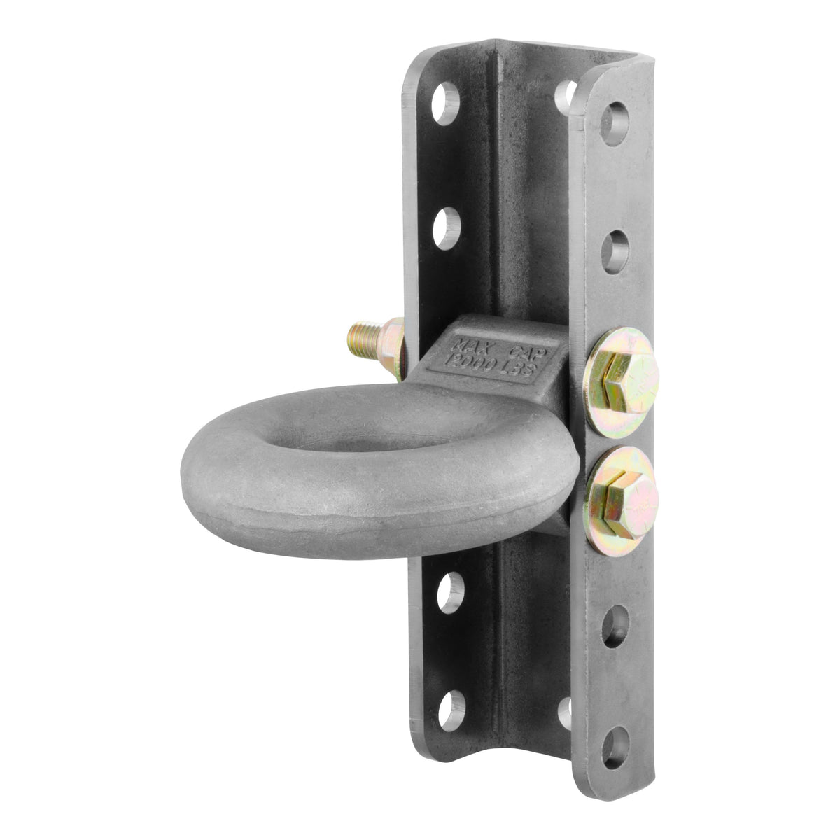 CURT Raw Steel Adjustable Pintle Hitch Lunette Ring 3-In ID, 12,000 lbs, 11-3/4-Inch Channel Height Model 48640