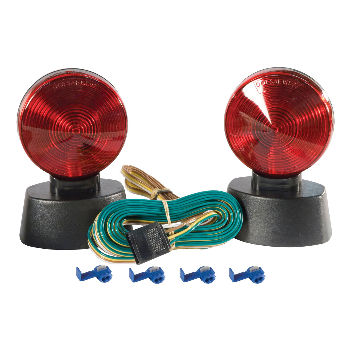CURT Magnetic Trailer Lights for Dinghy Towing, 4-Pin Flat Plug, Stop Tail Turn Model 53200