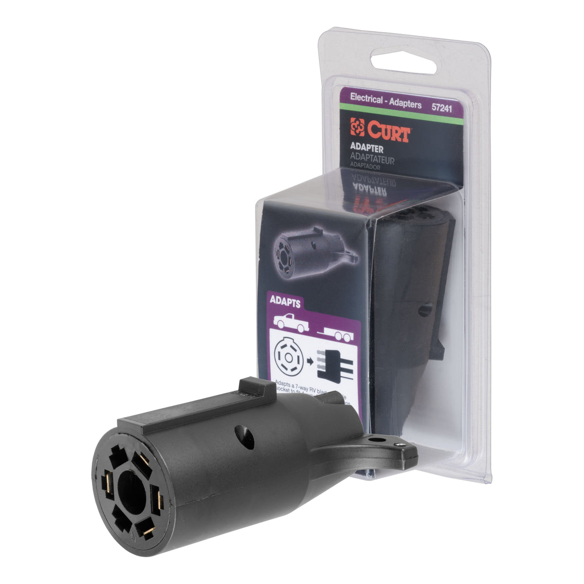 CURT 7-Way RV Blade Vehicle-Side to 4-Way Flat Trailer Wiring Adapter Model 57241