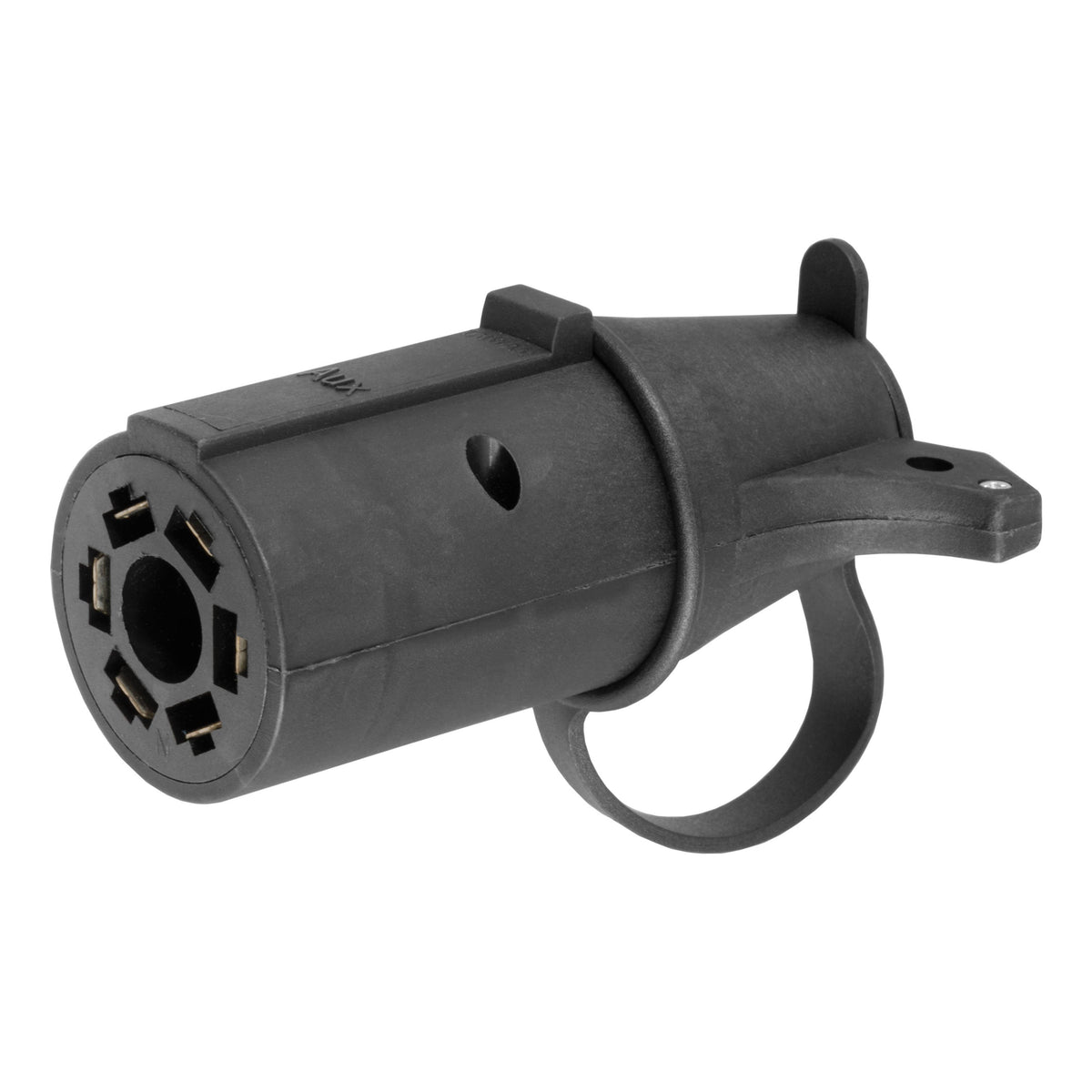 CURT 7-Way RV Blade Vehicle-Side to 6-Way Round Trailer Wiring Adapter with Tester, Center Pin Auxiliary Power Model 57255