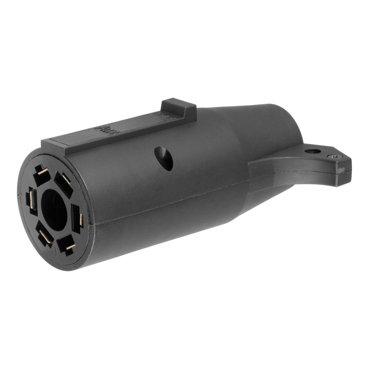 CURT 7-Way RV Blade Vehicle-Side to 6-Way Round Trailer Wiring Adapter, Center Pin Auxiliary Power Model 57260