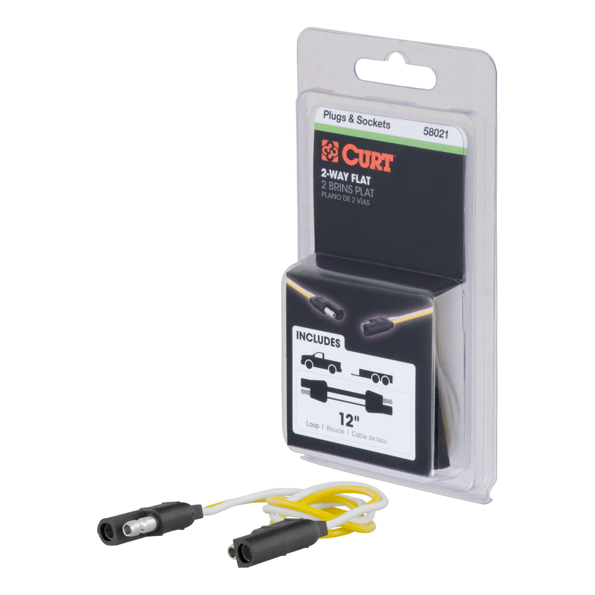 CURT 2-Pin Flat Wiring Harness with 12-Inch Wires Model 58021