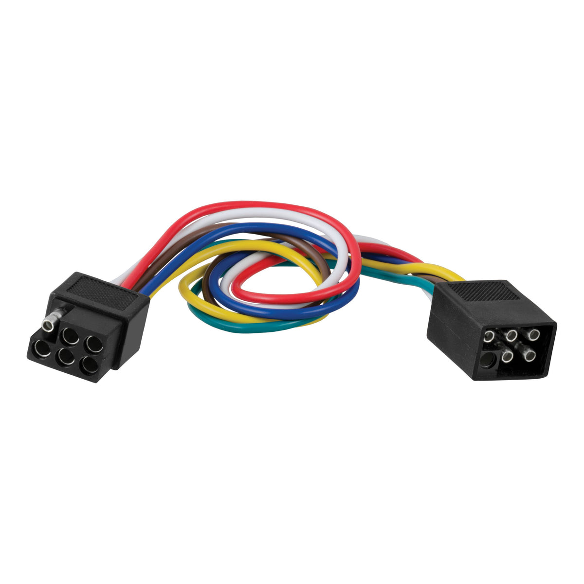 CURT Vehicle-Side and Trailer-Side 6-Pin Square Wiring Harness Connectors with 12-Inch Wires Model 58034