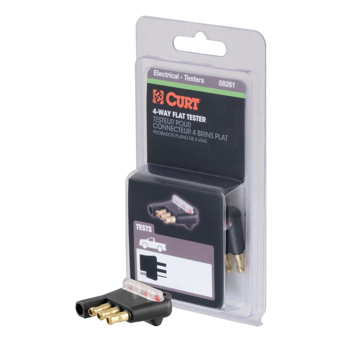 CURT 4-Pin Flat Trailer Wiring Towing Vehicle Socket Tester Model 58261