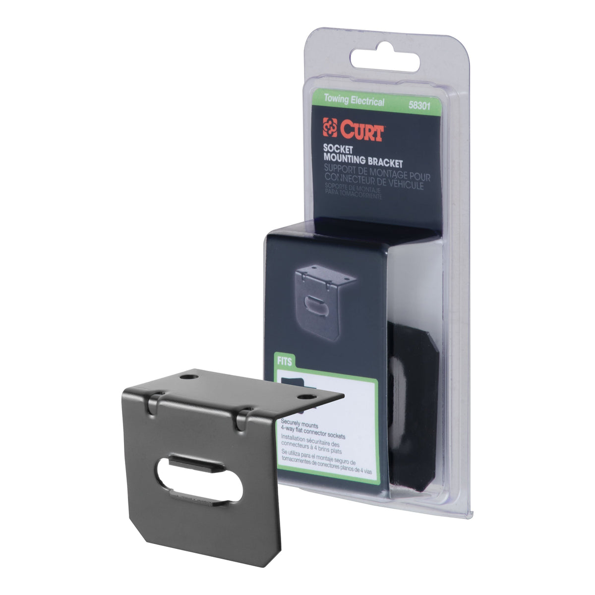 CURT Vehicle-Side Trailer Wiring Harness Mounting Bracket for 4-Way Flat Model 58301