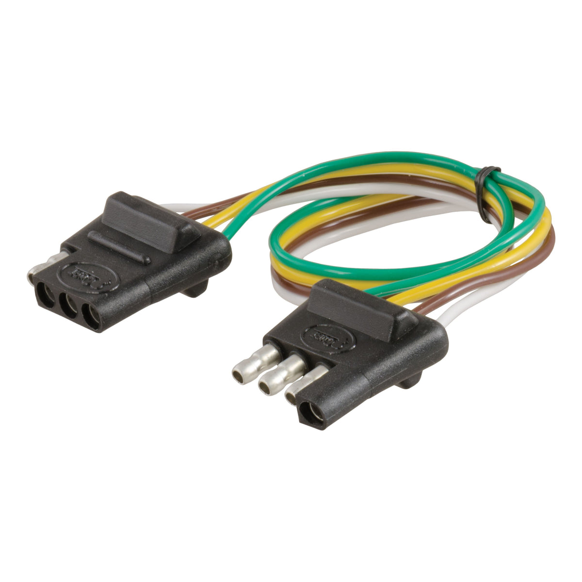 CURT Vehicle-Side and Trailer-Side 4-Pin Flat Wiring Harness with 12-Inch Wires Model 58380