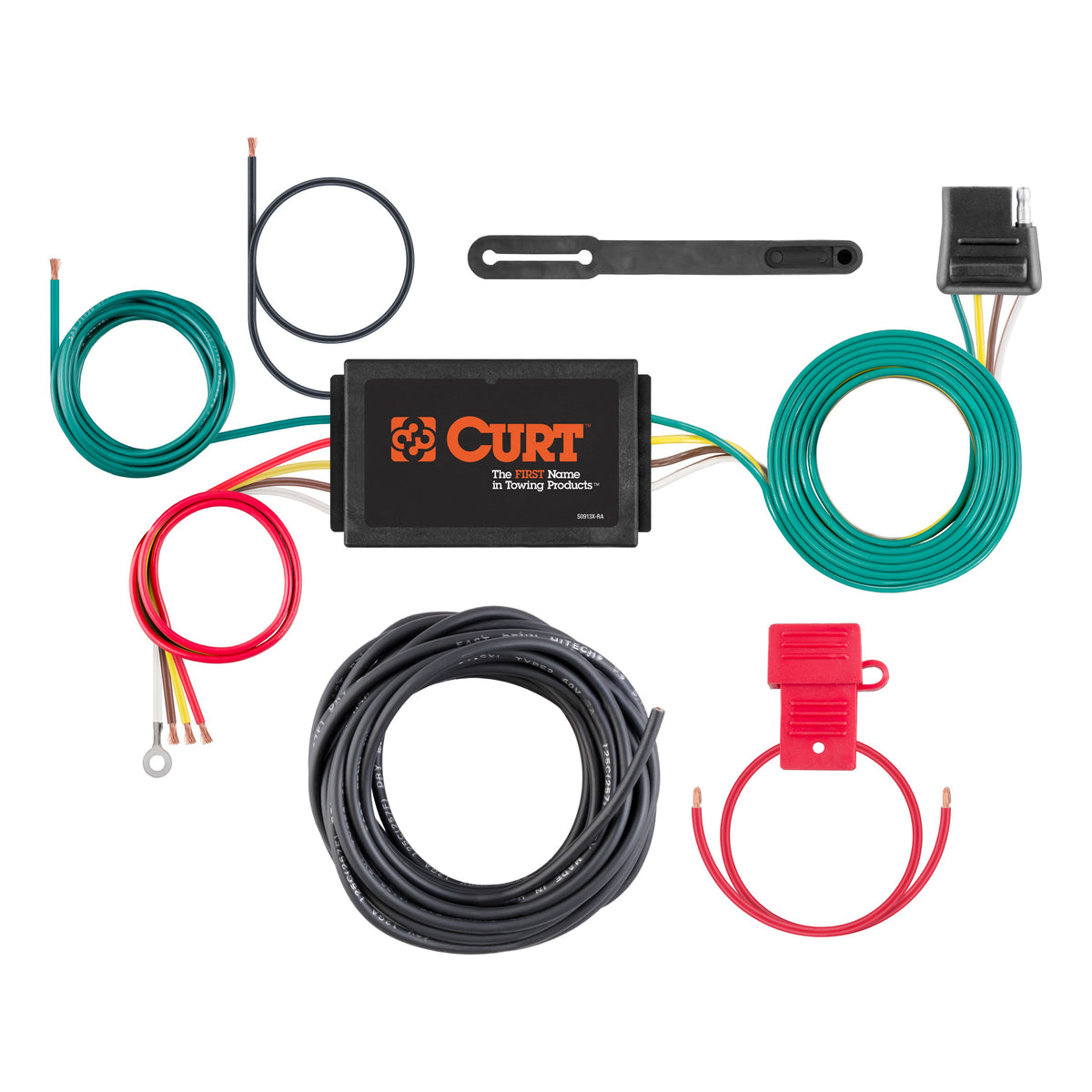CURT Powered 3-to-2-Wire Splice-in Trailer Taillight Converter Kit, 4-Pin Wiring Harness Model 59190