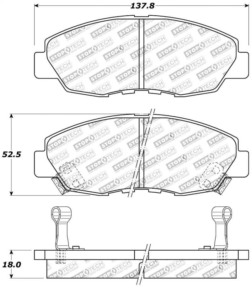 StopTech Performance 97-99 Acura CL / 94-97 Honda Accord Coupe / 90-97 Accord Sedan Front Brake Pad sto309.04650
