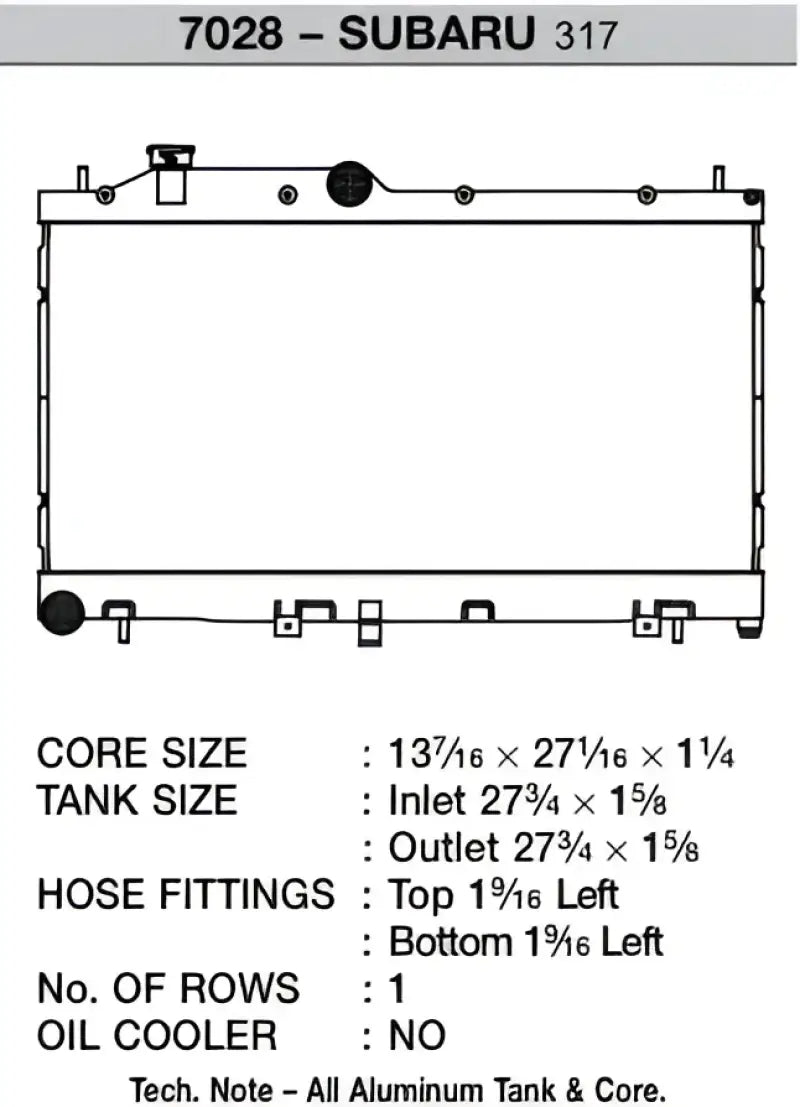 7094 Csf Radiator 1-Row 31Mm High-Performance Radiato csf7094