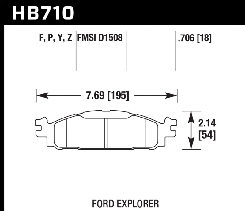 Hawk 11-13 Ford Explorer/12-13 Taurus SHO / 12-13 Lincoln MKS/MKT Super Duty Front Street Brake Pads hawkHB710P.706