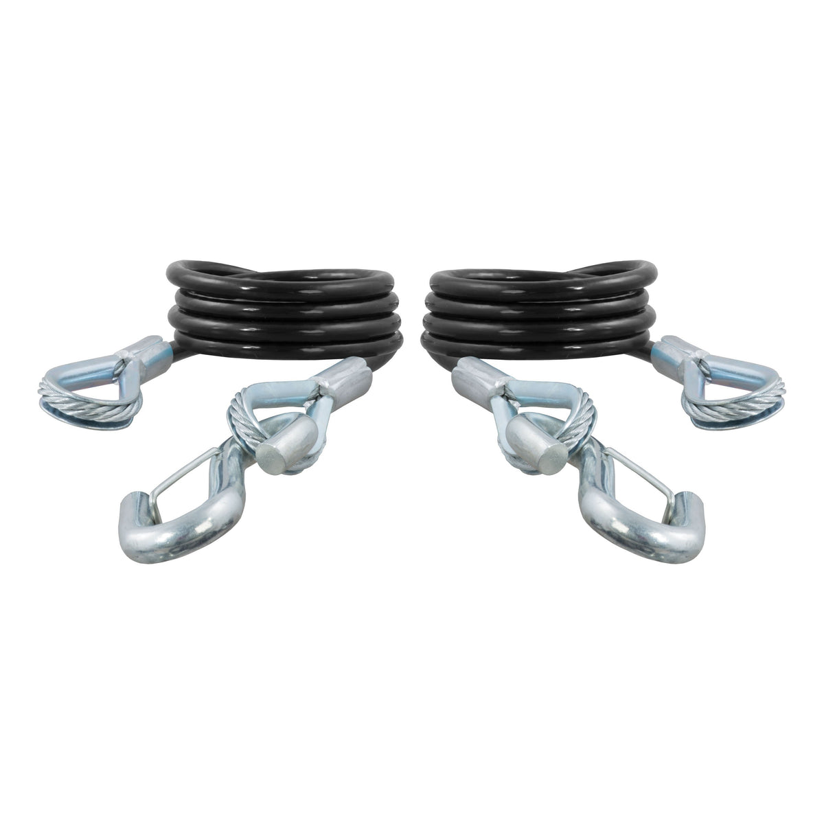 CURT 43-7/8-Inch Vinyl-Coated Trailer Safety Cables, 3/8-In Snap Hooks, 3,500 lbs Break Strength, 2-Pack Model 80136