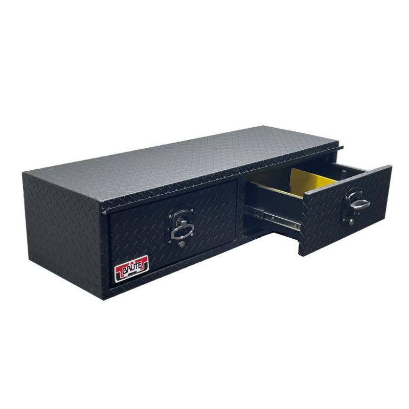 Brute 16" X 12" X 48"L Stake Bed Top Sider W/ 2 Drawers; Black Text Model HTD48-BT