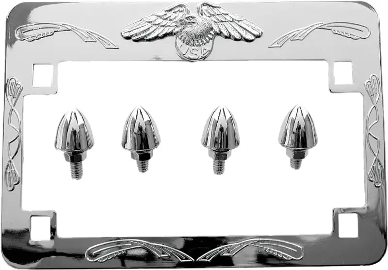86-42640 Eagle License Frame Chrome W/Bullet Bolts wps-56-4052