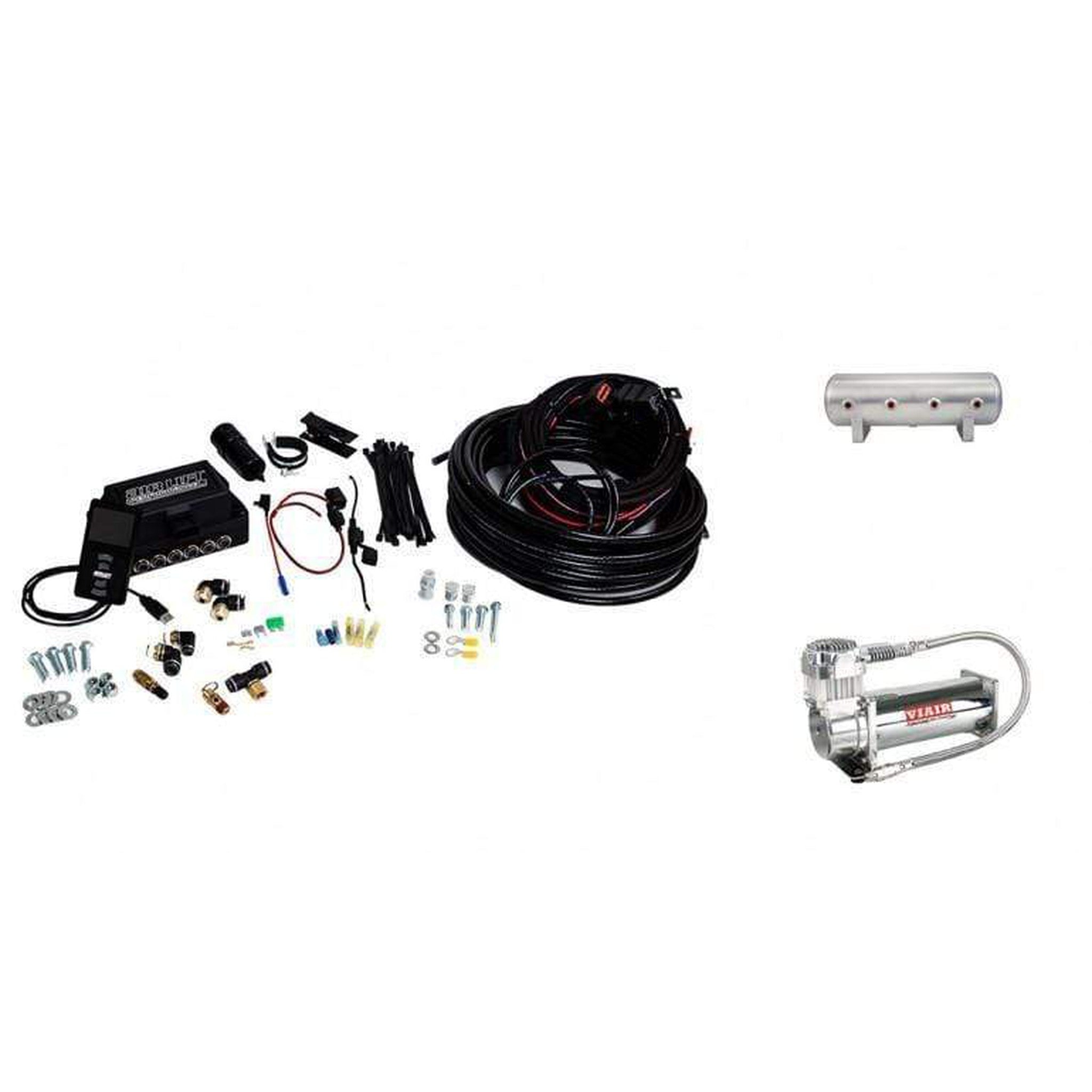 Air Lift Performance 3P Air Suspension 3/8 Air Line 2.5 Gal Raw Aluminum Tank VIAIR 444C Comp