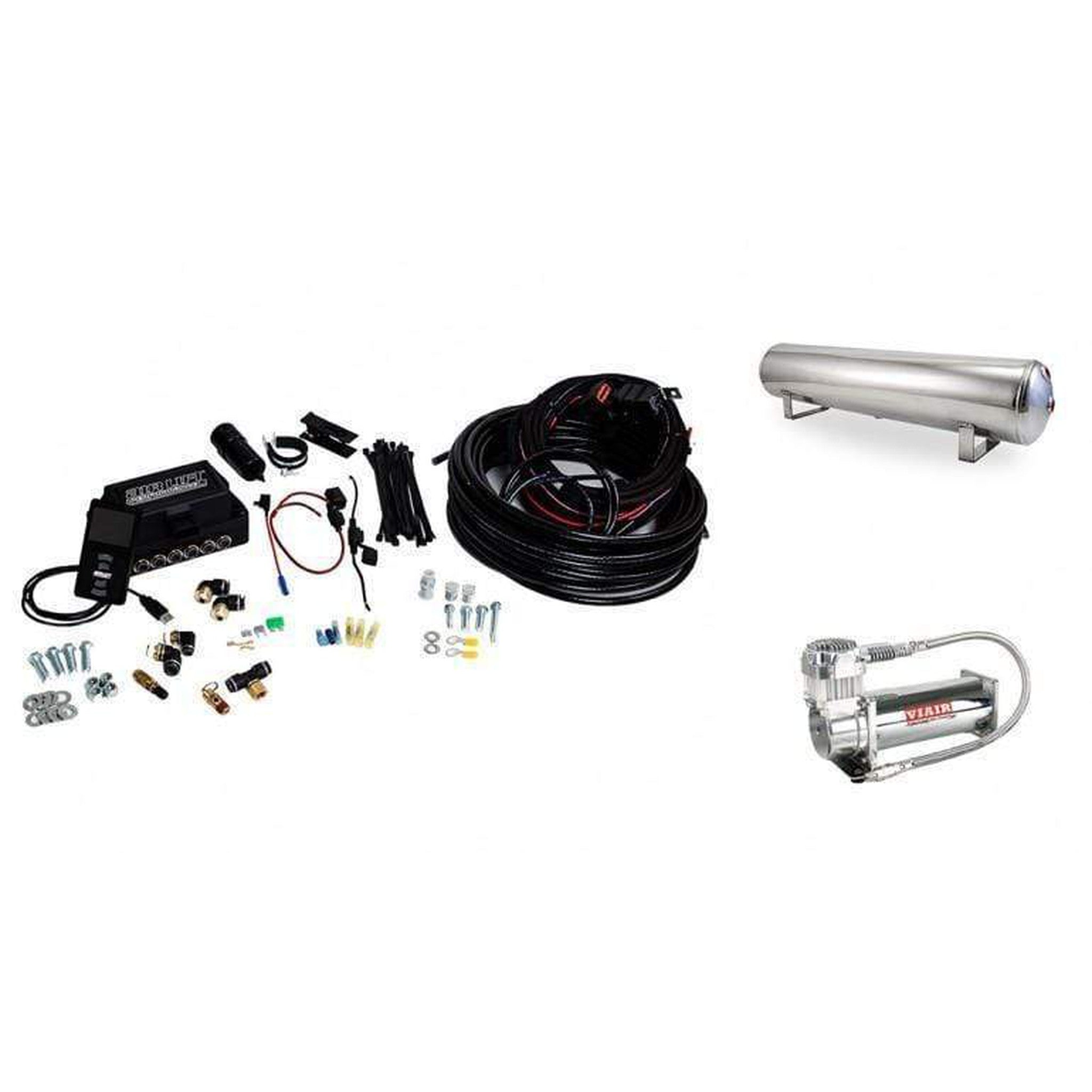 Air Lift Performance 3P Air Suspension 3/8 Air Line 4 Gal 5-Port Polished Aluminum Tank VIAIR 444C Comp