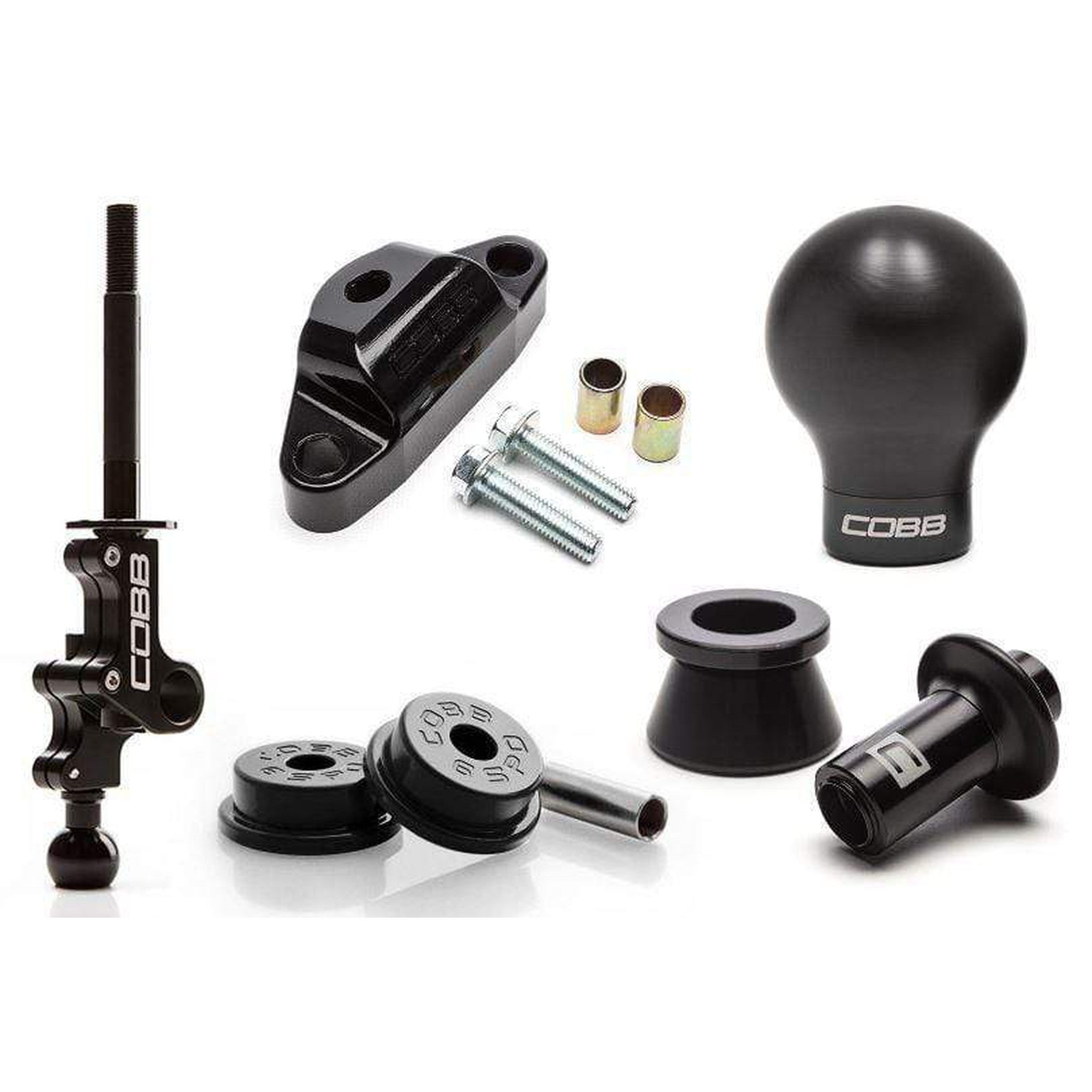 Cobb Stage 2+ Drivetrain Package Race Red Knob & Reverse Lockout Pull - White/Stealth Black Subaru STI 2004-2021 | 215X02P-RD-Knob-W-BK-Lockout