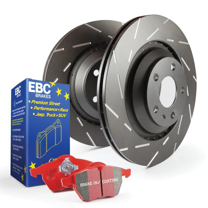 EBC S4 Redstuff Brake Pads and USR Slotted Rotors Front Subaru WRX 2015-2021 | S4KF1766