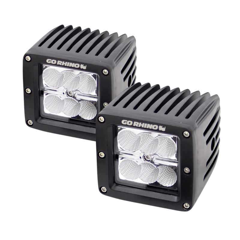 Go Rhino Cube Lights (Incl. 2 - 3in. LED Cube Lights/Relay/Switch/Wire Harness) 751002